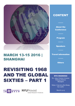 Revisiting 1968 and the Global Sixties – Part 1 Nyu Shanghai 1