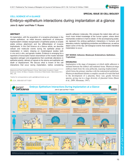 Embryo–Epithelium Interactions During Implantation at a Glance John D