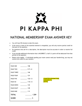 National Membership Exam Answer Key