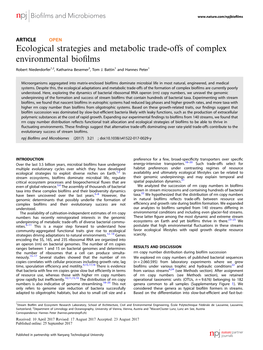 Ecological Strategies and Metabolic Trade-Offs of Complex Environmental Bioﬁlms
