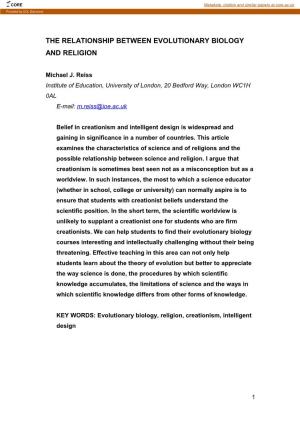 The Relationship Between Evolutionary Biology and Religion