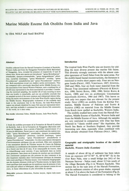 Marine Middle Eocene Fish Otoliths from India and Java