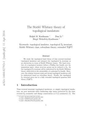 The Stiefel–Whitney Theory of Topological Insulators Arxiv