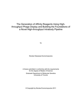 Throughput Phage Display and Building the Foundations of a Novel High-Throughput Intrabody Pipeline