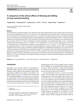 A Comparison of the Clinical Effects of Thinning and Drilling on Laser-Assisted Hatching