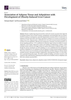 Association of Adipose Tissue and Adipokines with Development of Obesity-Induced Liver Cancer
