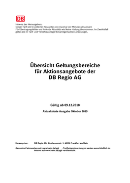 Übersicht Geltungsbereiche Für Aktionsangebote Der DB Regio AG