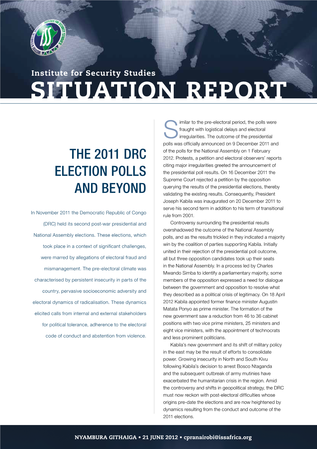 The 2011 DRC Election Polls and Beyond