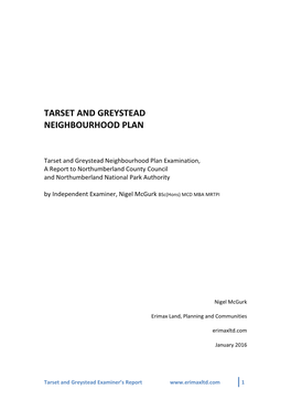Tarset and Greystead Neighbourhood Plan