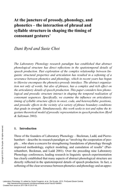 At the Juncture of Prosody, Phonology, and Phonetics – the Interaction of Phrasal and Syllable Structure in Shaping the Timing of Consonant Gestures∗