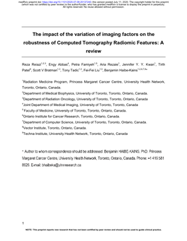 The Impact of the Variation of Imaging Factors on the Robustness of Computed Tomography Radiomic Features: a Review