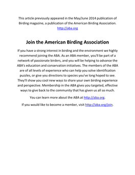Join the American Birding Association