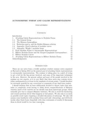 Automorphic Forms and Galois Representations