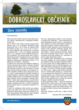 DOBROSLAVICKÝ Občasníkčíslo 4 / Prosinec 2016 Slovo Starostky