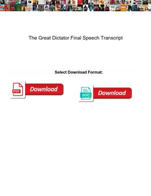 The Great Dictator Final Speech Transcript