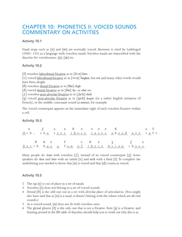 Chapter 10: Phonetics II: Voiced Sounds COMMENTARY on ACTIVITIES