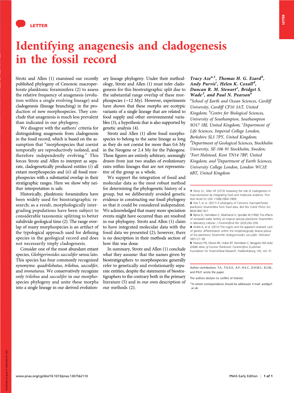 Identifying Anagenesis and Cladogenesis in the Fossil Record