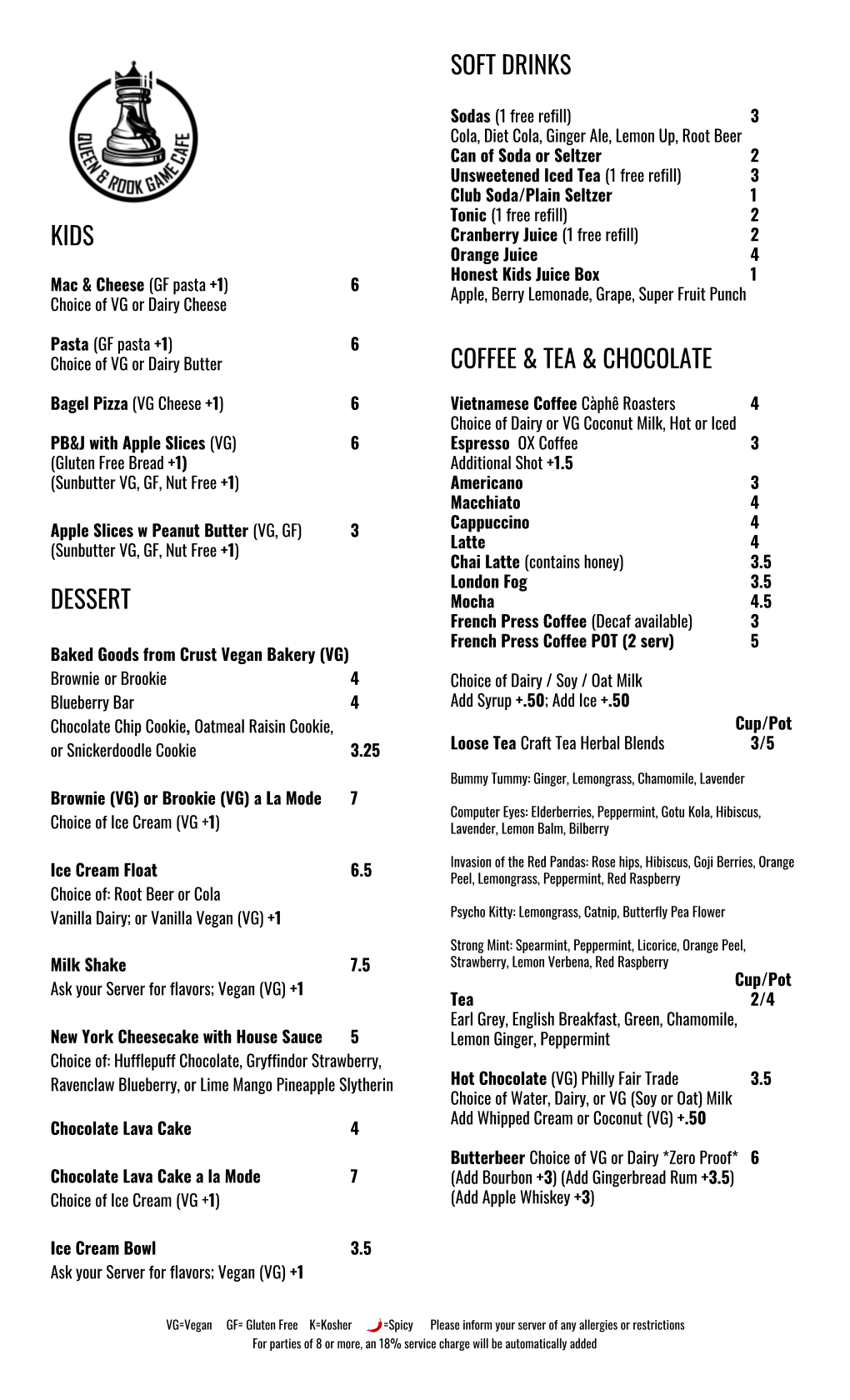 Kids Dessert Soft Drinks Coffee & Tea & Chocolate