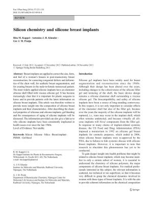 Silicon Chemistry and Silicone Breast Implants