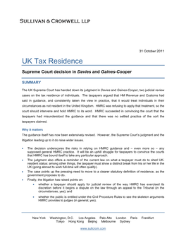 UK Tax Residence