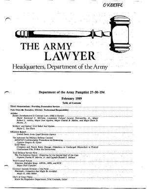 The Army Lawyer (ISSN 0364-1287) Editor I Captain Matthew E