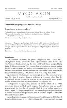 Two Earth-Tongue Genera New for Turkey