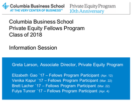 Why the Private Equity Fellows Program? 1