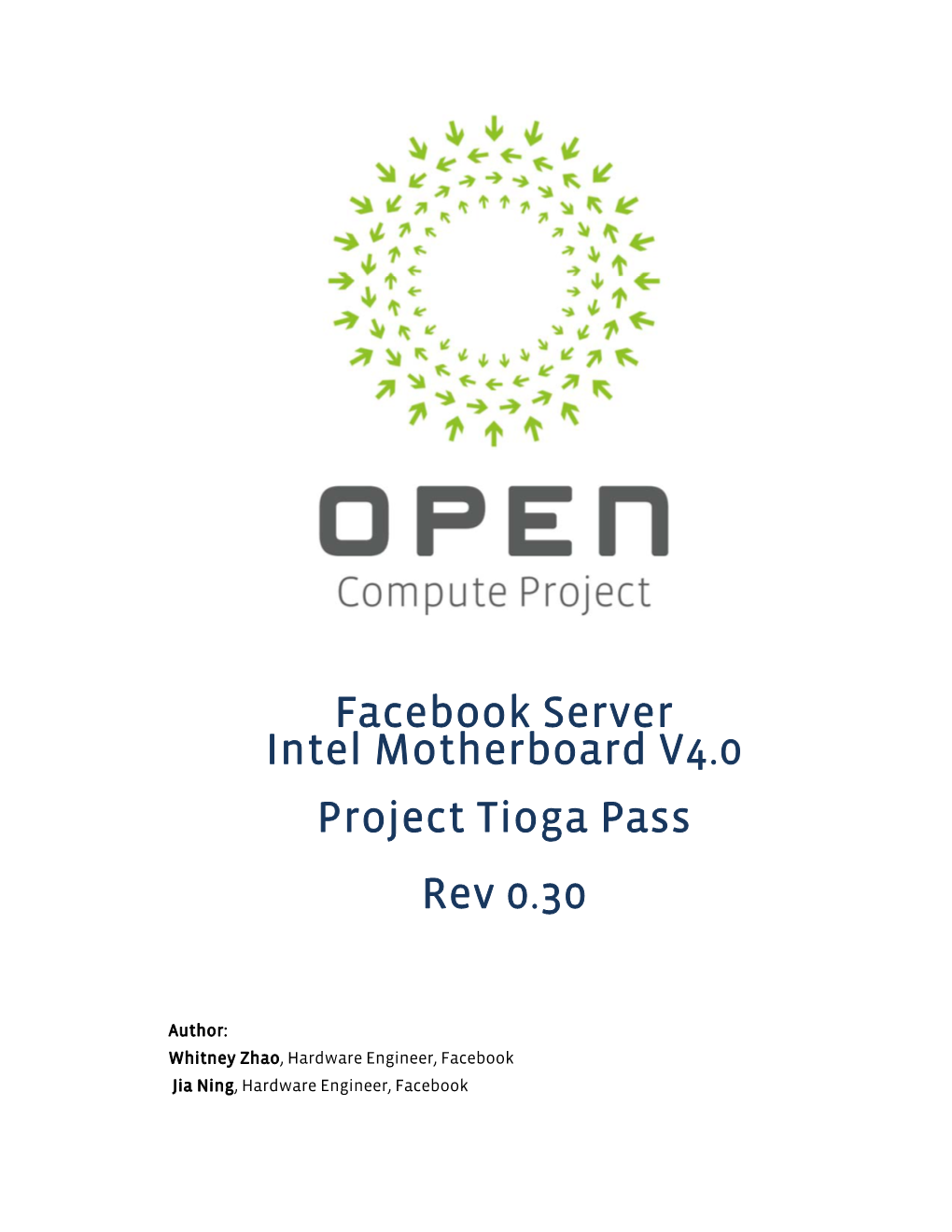 Facebook Server Intel Motherboard V4.0 Project Tioga Pass Rev 0.30