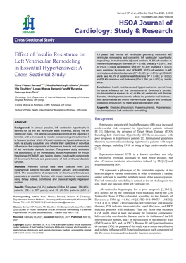 Effect of Insulin Resistance on Left Ventricular Remodeling in Essential Indicates Posterior Wall Thickness