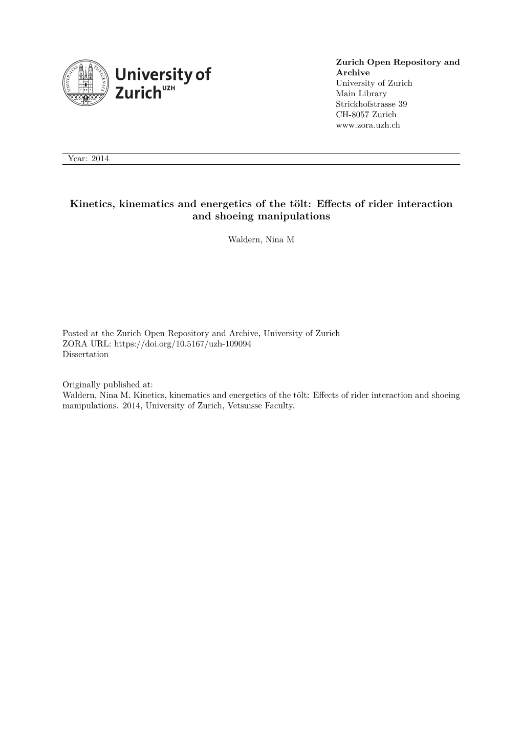 Kinetics and Kinematics of the Tölt