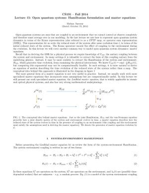 Hamiltonian Formulation and Master Equations Tre Tre Ρse(T)