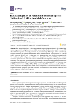 (Helianthus L.) Mitochondrial Genomes