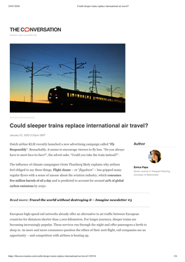 Could Sleeper Trains Replace International Air Travel?