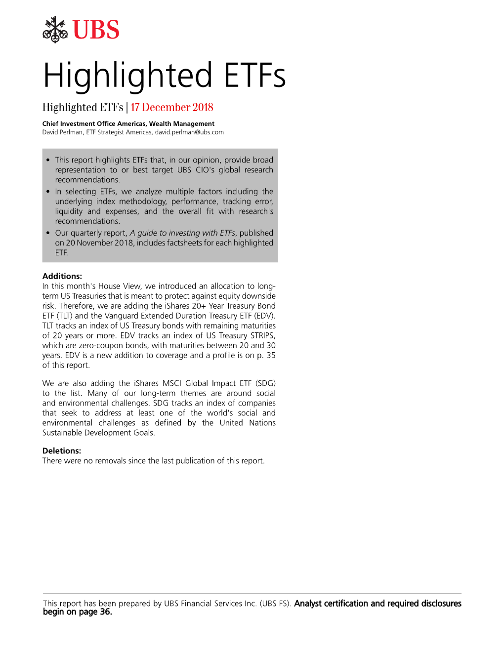 Highlighted Etfs Highlighted Etfs | 17 December 2018