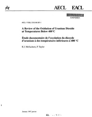 A Review of the Oxidation of Uranium Dioxide at Temperatures Below 400°C
