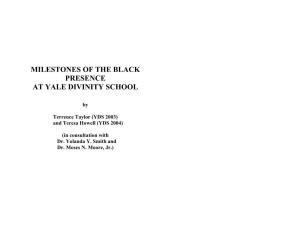 Milestones of the Black Presence at Yale Divinity School