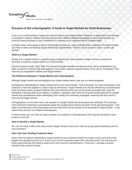 Everyone Is Not a Demographic: a Guide to Target Markets for Small Businesses