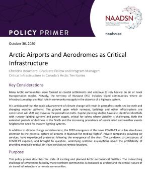 Arctic Airports and Aerodromes As Critical Infrastructure