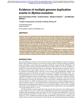Evidence of Multiple Genome Duplication Events in Mytilus Evolution