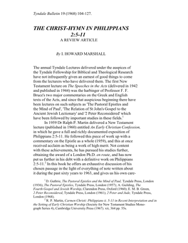 The Christ-Hymn in Philippians 2:5-11 a Review Article