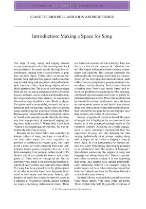 Making a Space for Song