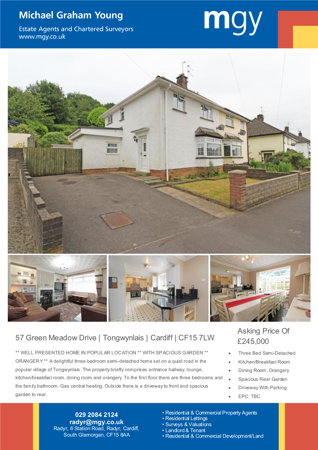 57 Green Meadow Drive | Tongwynlais | Cardiff | CF15 7LW Asking Price of £245,000