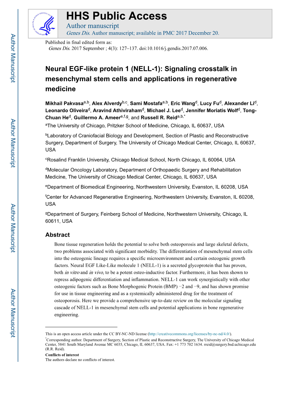 Signaling Crosstalk in Mesenchymal Stem Cells and Applications in Regenerative Medicine