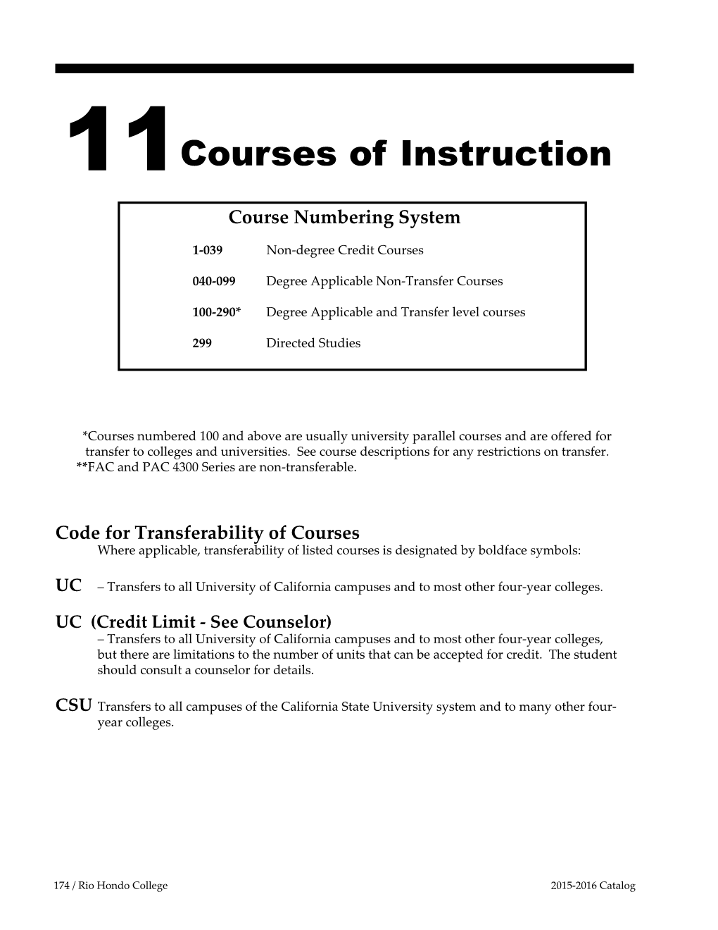 11Courses of Instruction Course Numbering System