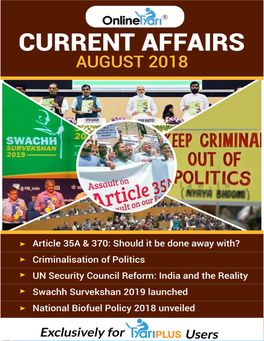 Current Affairs August 2018