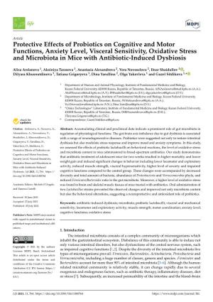 Protective Effects of Probiotics on Cognitive and Motor Functions, Anxiety Level, Visceral Sensitivity, Oxidative Stress And