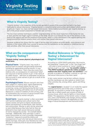 Virginity Testing Evidence-Based Guiding Note