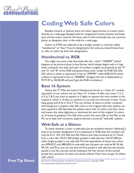 Coding Web Safe Colors Besides Artwork Or Photos, There Are Other Opportunities to Create Colors Directly on a Web Page