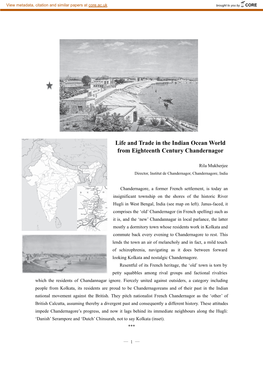 Life and Trade in the Indian Ocean World from Eighteenth Century Chandernagor