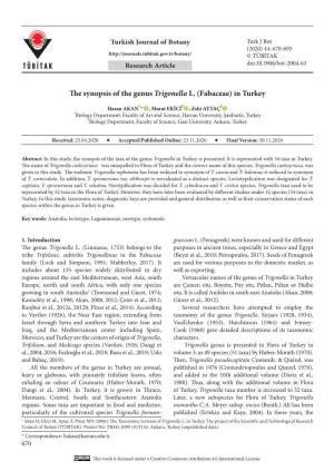 The Synopsis of the Genus Trigonella L. (Fabaceae) in Turkey